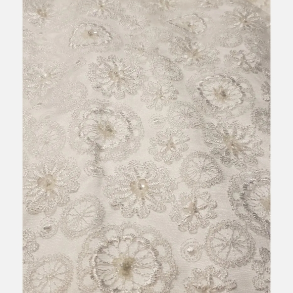 David's Bridal 10042334 size 6 White Strapless lace tea length Wedding Dress - Picture 5 of 16